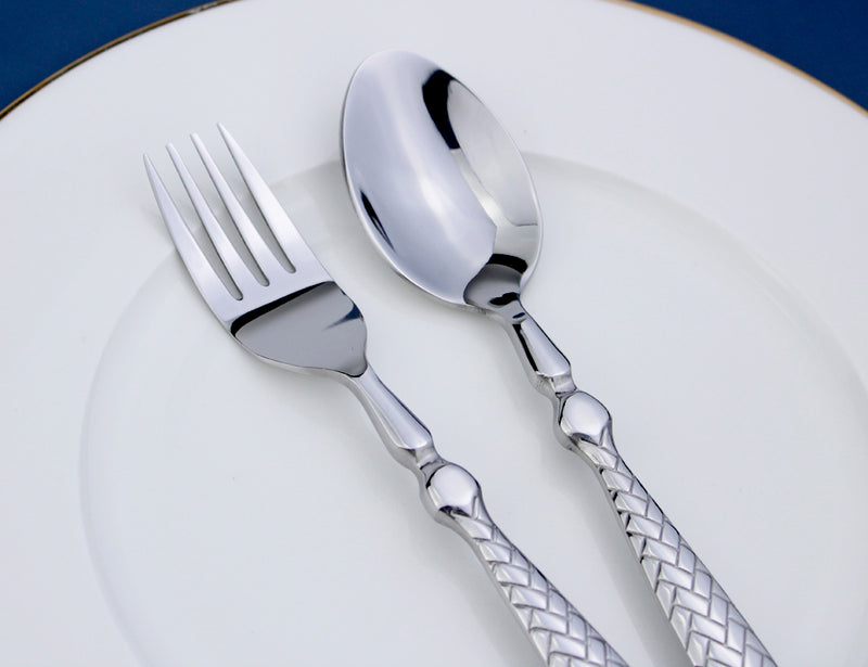 Exquisite Woven Pattern Stainless Steel Cutlery Set