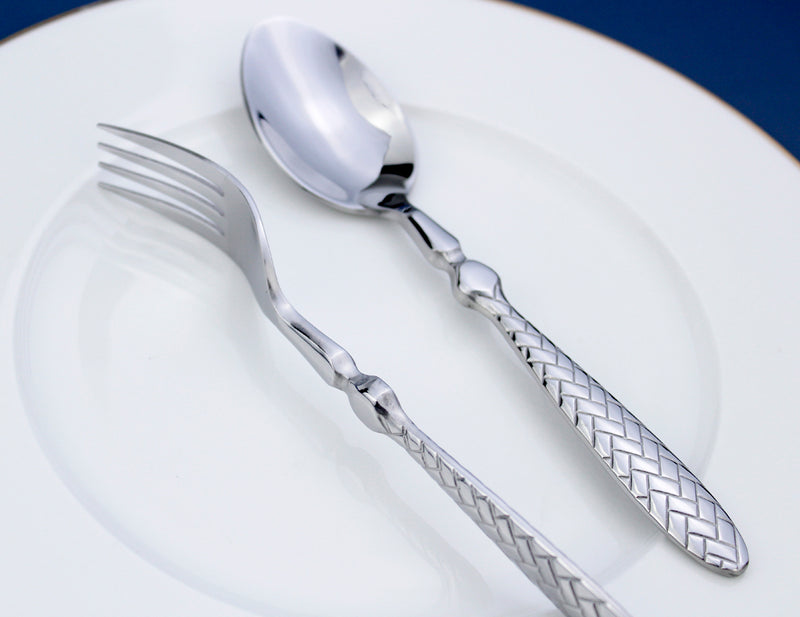 Exquisite Woven Pattern Stainless Steel Cutlery Set