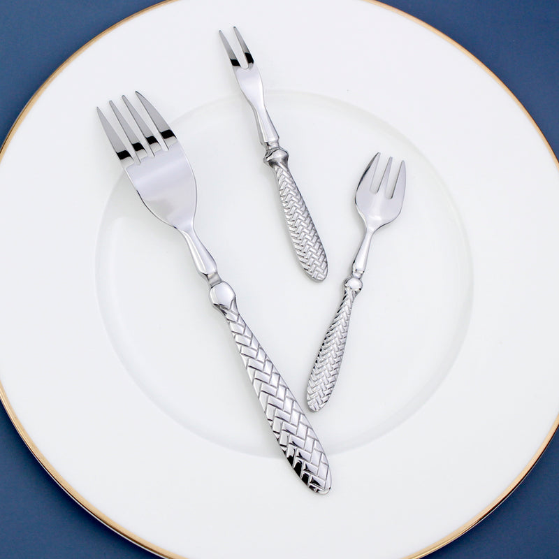 Exquisite Woven Pattern Stainless Steel Cutlery Set