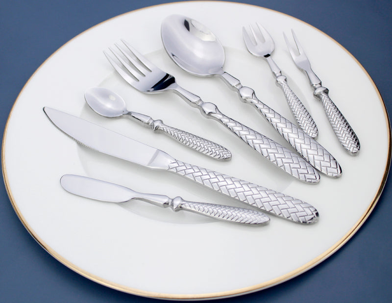 Exquisite Woven Pattern Stainless Steel Cutlery Set