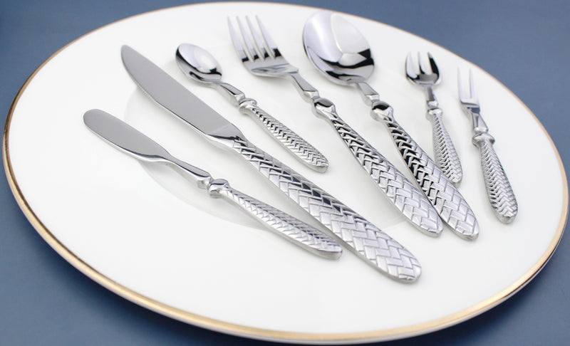 Exquisite Woven Pattern Stainless Steel Cutlery Set