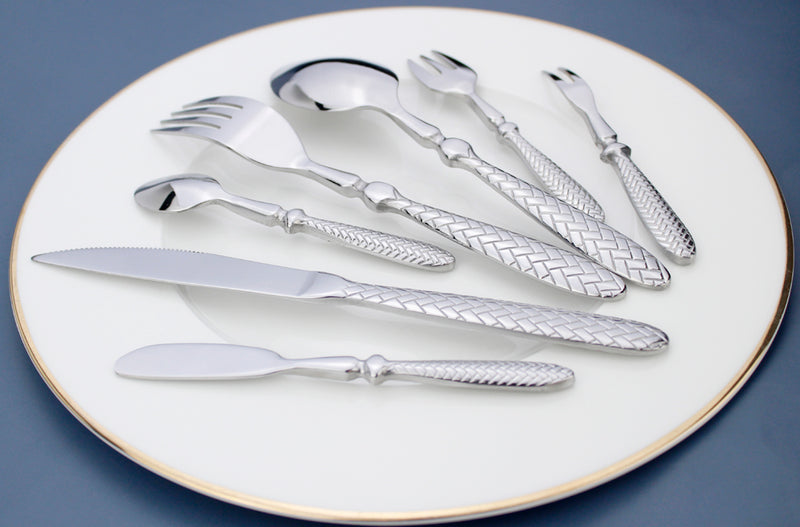 Exquisite Woven Pattern Stainless Steel Cutlery Set