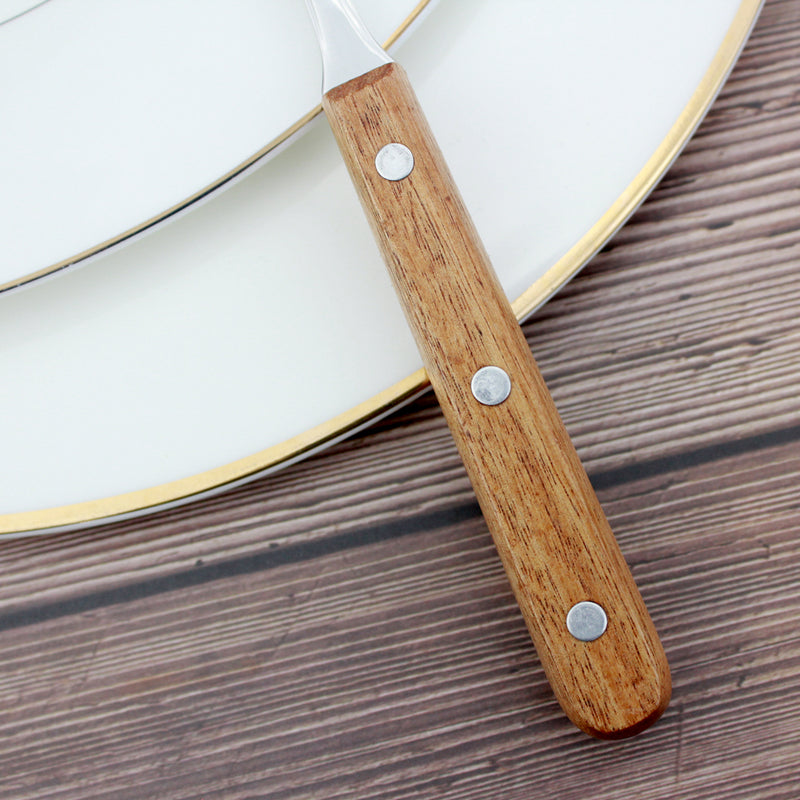 Delightful Stainless Steel Wooden-Handle Cutlery Set
