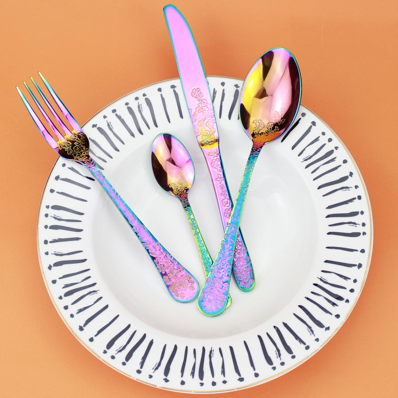 Elegant Flower Pattern Cutlery Set