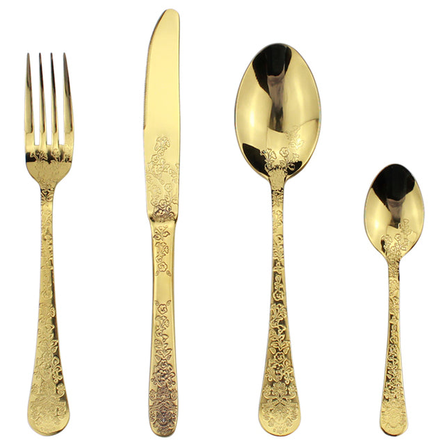 Elegant Flower Pattern Cutlery Set