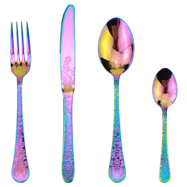 Elegant Flower Pattern Cutlery Set