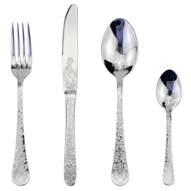 Elegant Flower Pattern Cutlery Set