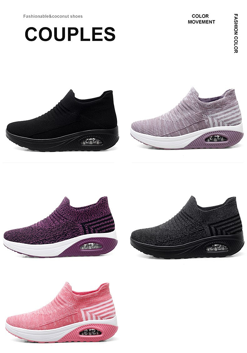 Lightweight Breathable Slip-on Women’s Platform Running Shoes